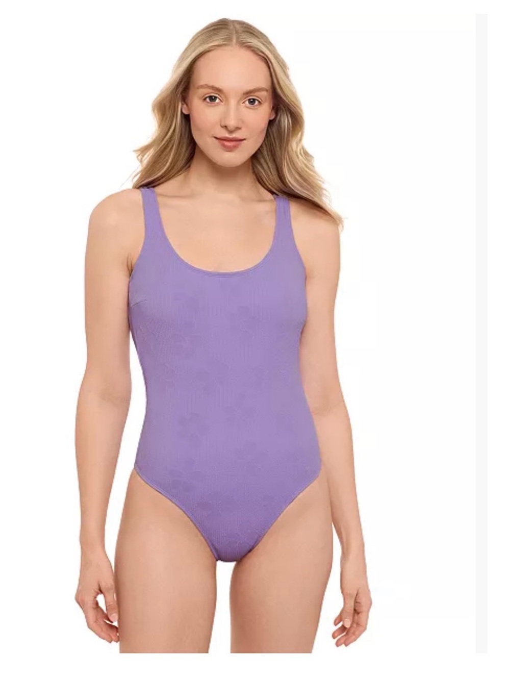 Women's Purple Scoop Neck One-Piece Swimsuit